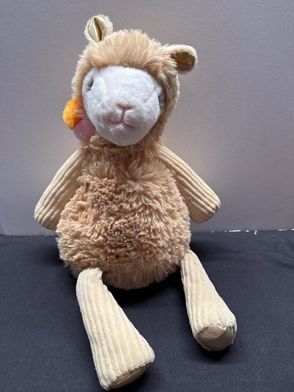 Scentsy Llama Plush Buddy Beige & White Soft Toy With Corduroy Legs And Gold Acc